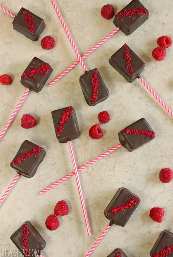 Raspberry Nanaimo Pops | SugarHero.com Raspberry Nanaimo Pops | SugarHero.com