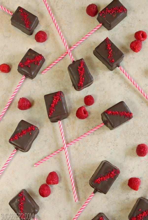 Raspberry Nanaimo Pops | SugarHero.com