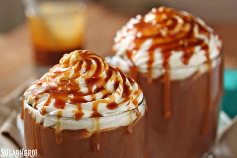 Salted Caramel Hot Chocolate | From SugarHero.com