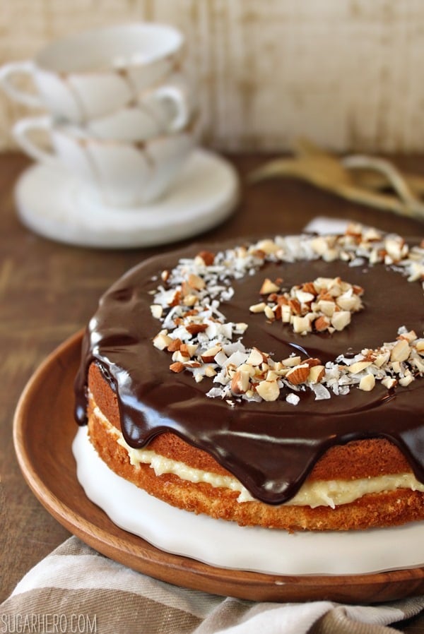 Almond Joy Boston Cream Pie | SugarHero.com