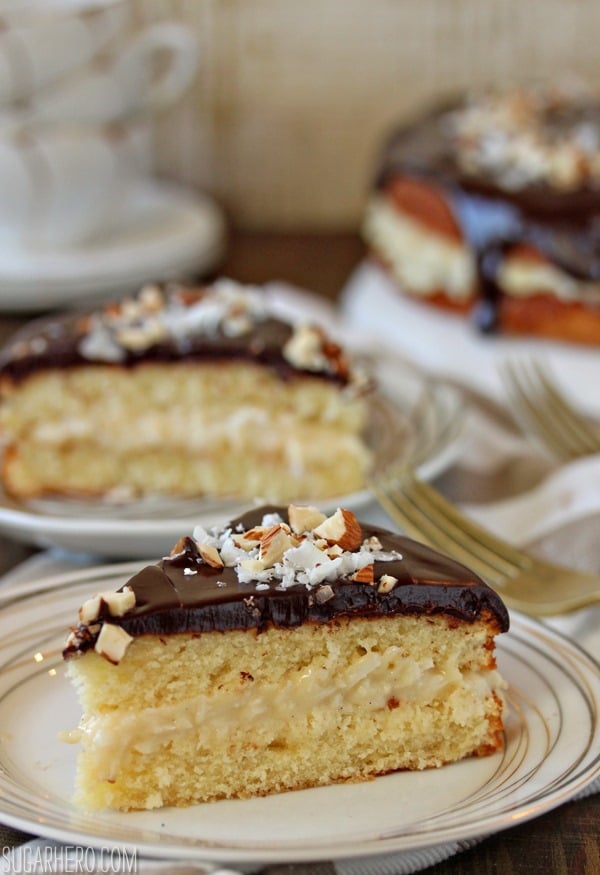 Almond Joy Boston Cream Pie | SugarHero.com