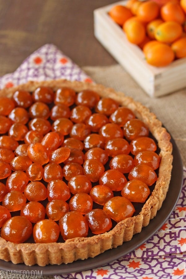 Chocolate Tart with Candied Kumquats | SugarHero.com