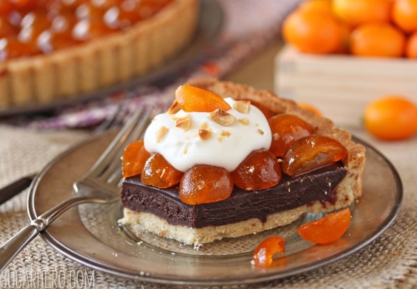 Chocolate Tart with Candied Kumquats | SugarHero.com