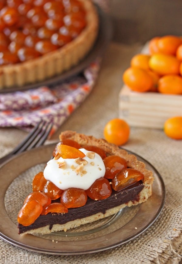 Chocolate Tart with Candied Kumquats | SugarHero.com