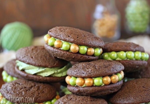 Mint Chocolate Chip Whoopie Pies | SugarHero.com