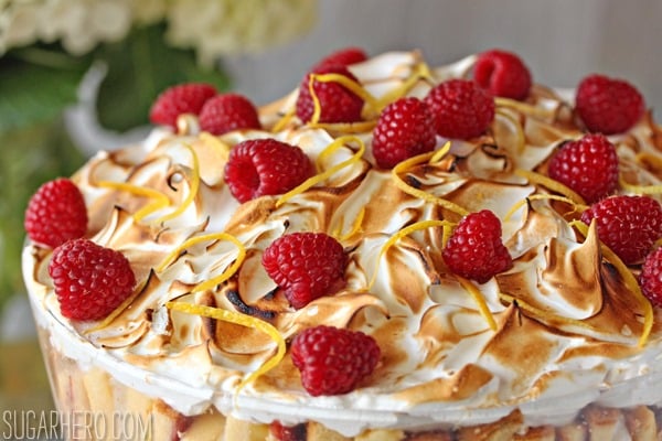 Raspberry Lemon Meringue Trifle | SugarHero.com