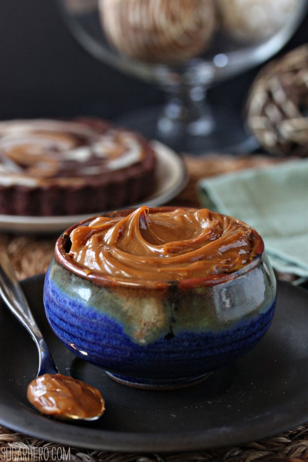 Dulce de Leche Swirl Tart | SugarHero.com