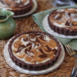 Close up of a Dulce de Leche Swirled Tart.