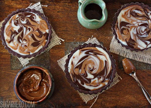 Dulce de Leche Swirl Tart | SugarHero.com