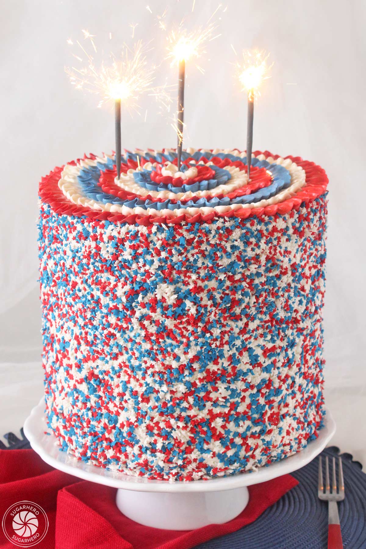 American Flag Layer Cake | SugarHero.com American Flag Layer Cake | SugarHero.com