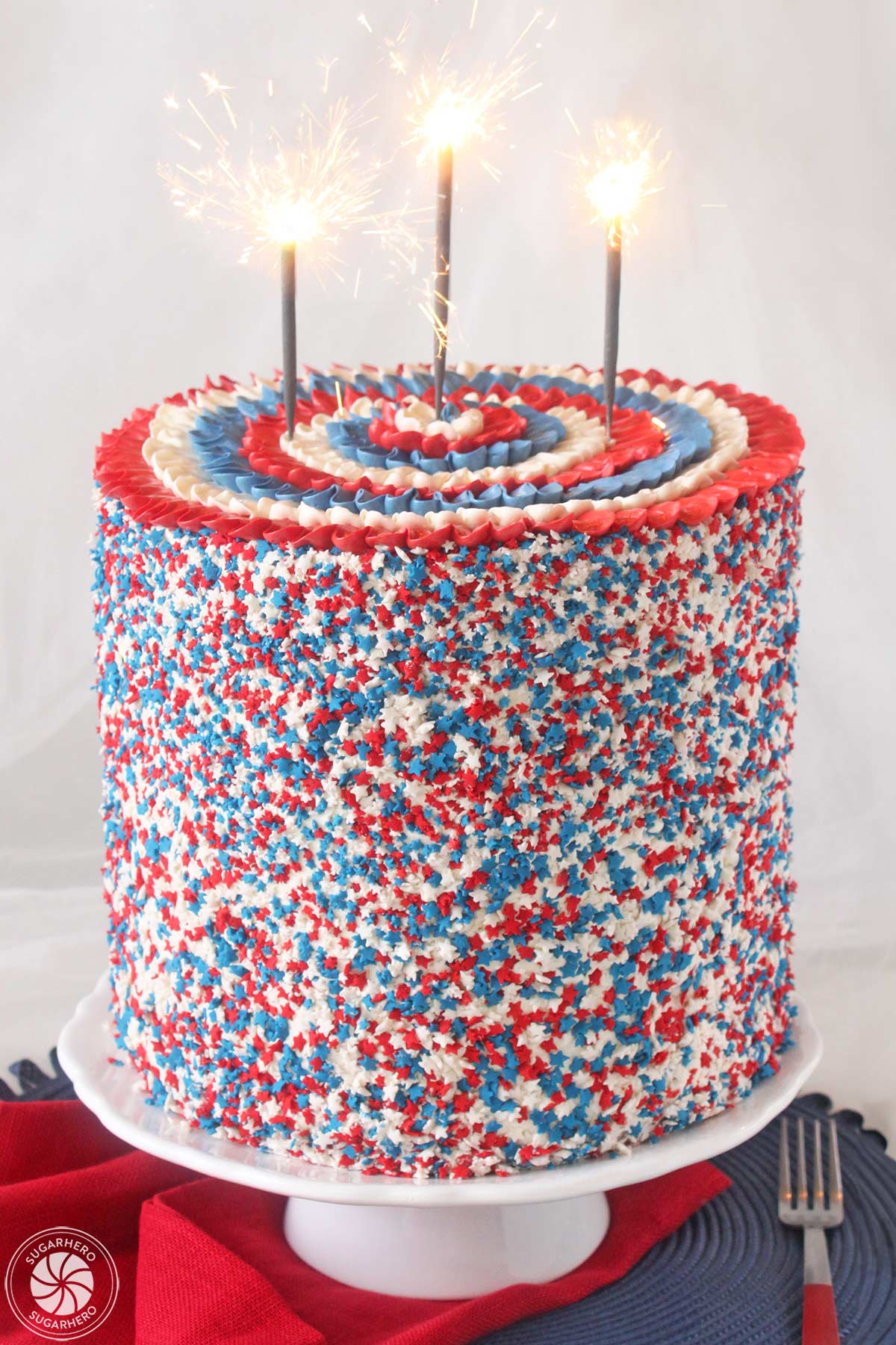 American Flag Layer Cake | SugarHero.com