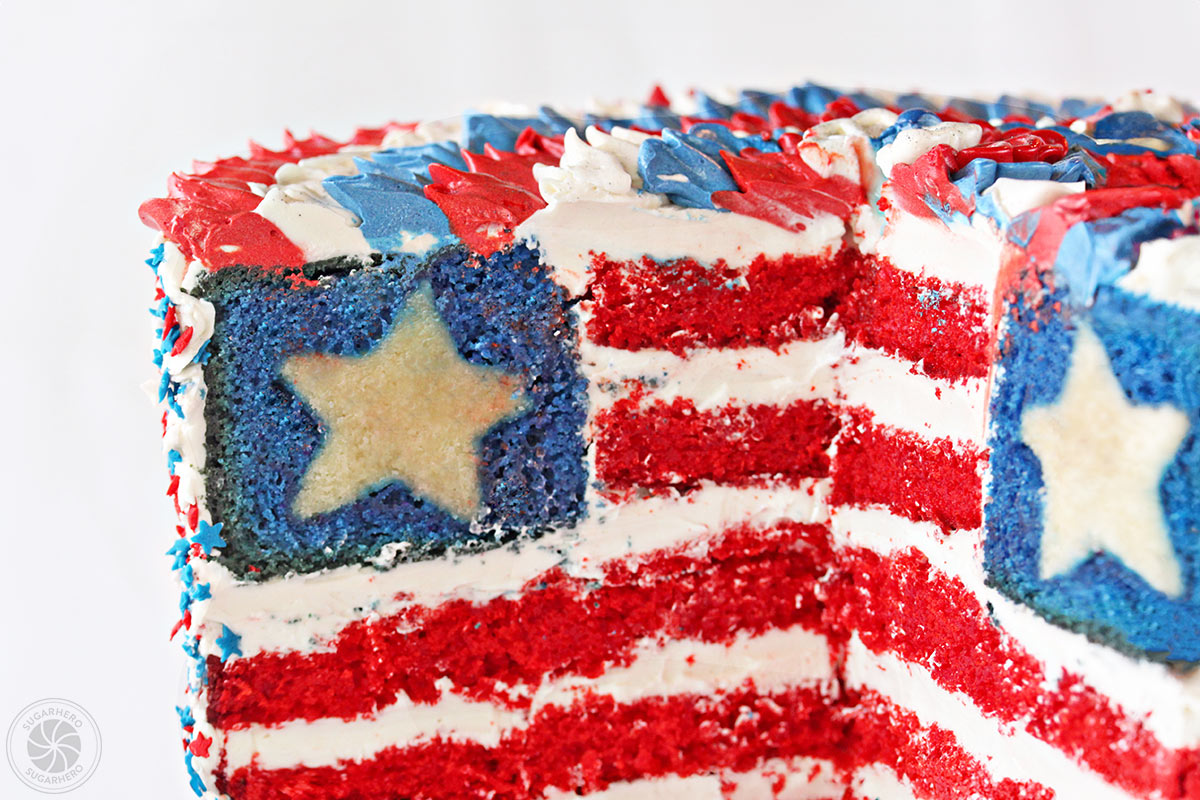 American Flag Layer Cake | SugarHero.com American Flag Layer Cake | SugarHero.com