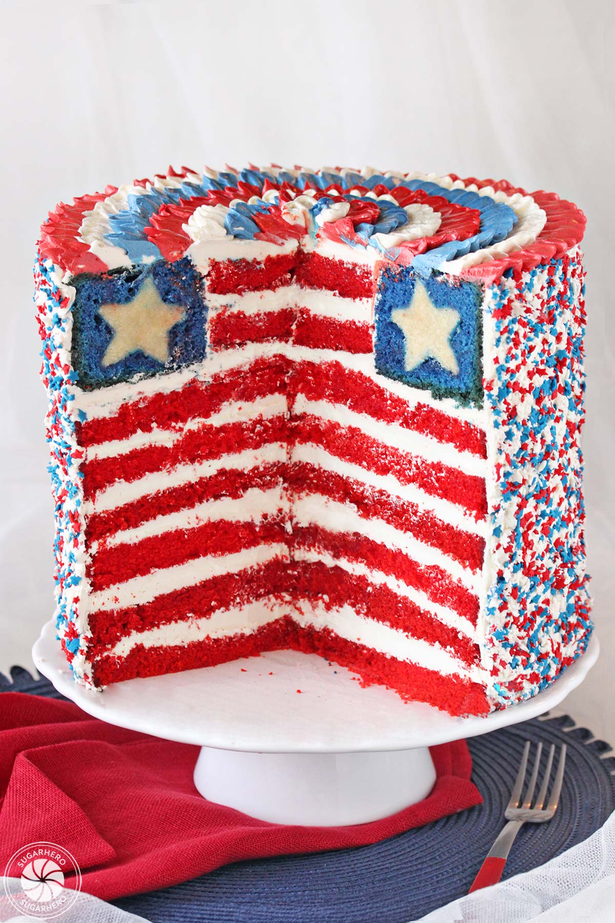 American Flag Layer Cake | SugarHero.com