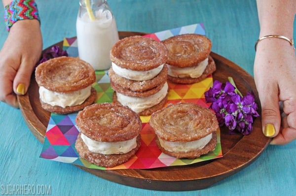 Churro Ice Cream Sandwiches | From SugarHero.com