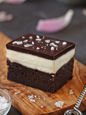 Close up of a Goat Cheese Brownie.