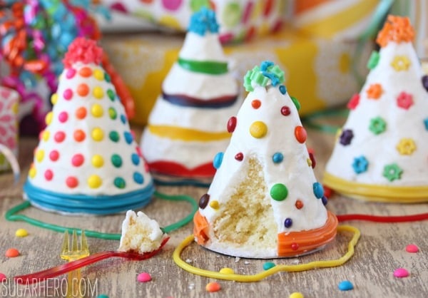 Birthday Party Hat Cakes | From SugarHero.com