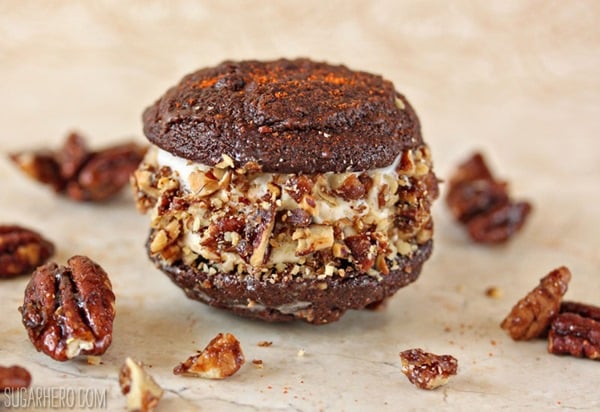 Spicy Chocolate Ice Cream Sandwiches | SugarHero.com