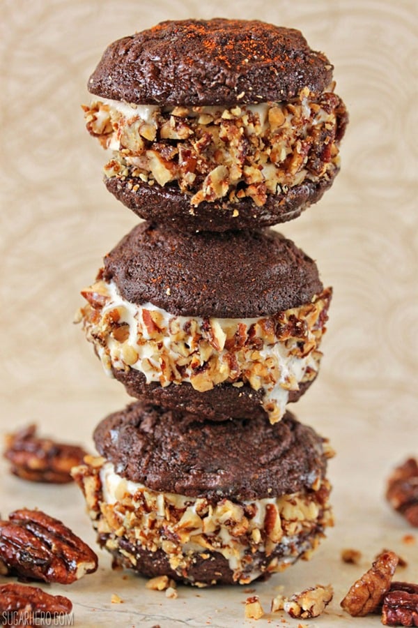 Spicy Chocolate Ice Cream Sandwiches | SugarHero.com