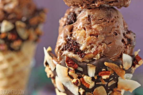 German Chocolate Brownie Ice Cream | From SugarHero.com