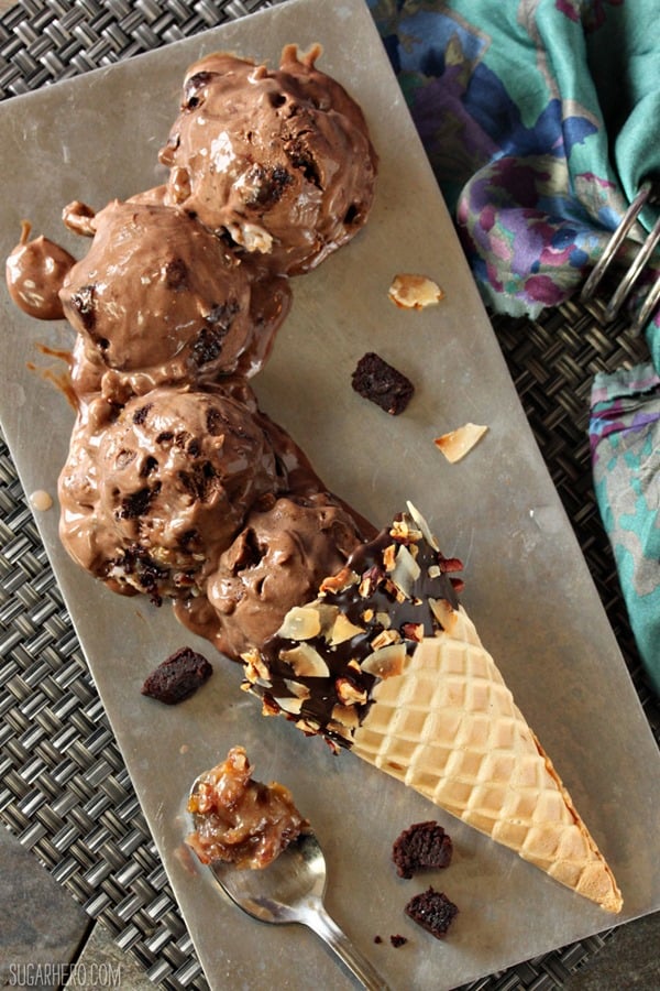 German Chocolate Brownie Ice Cream | From SugarHero.com