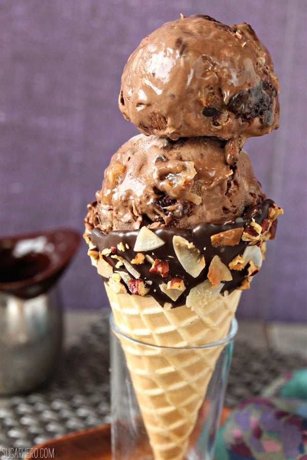 German Chocolate Brownie Ice Cream | From SugarHero.com