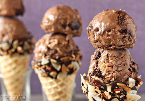 German Chocolate Brownie Ice Cream | From SugarHero.com