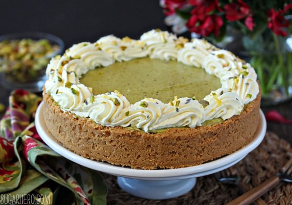 Pistachio Pie with Lemon Whipped Cream | From SugarHero.com