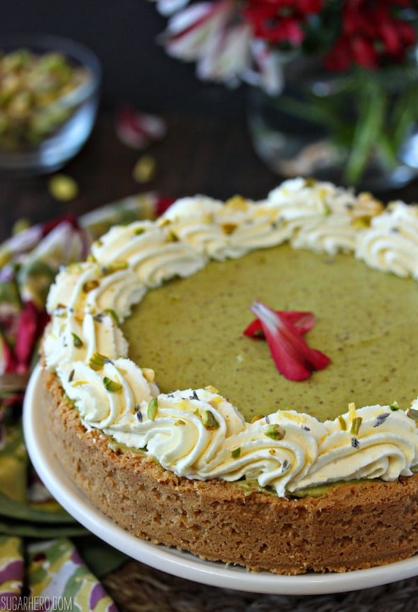 Pistachio Pie with Lemon Whipped Cream | From SugarHero.com