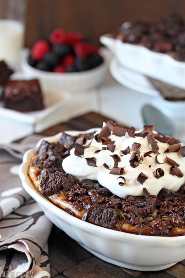 Brownie Bread Pudding | From SugarHero.com