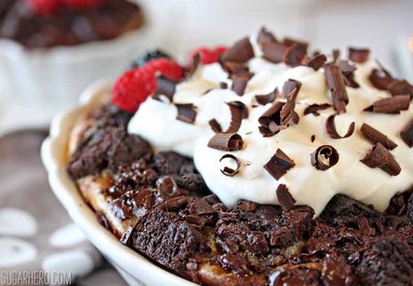 Brownie Bread Pudding | From SugarHero.com