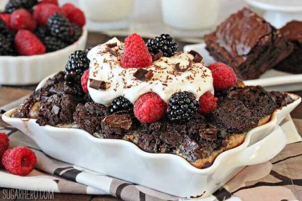 Brownie Bread Pudding | From SugarHero.com