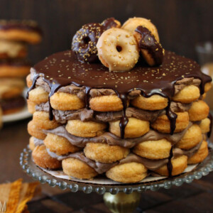 Doughnut Cake with Mocha Whipped Cream | From SugarHero.com