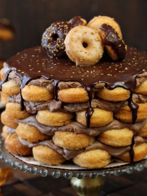 Doughnut Cake with Mocha Whipped Cream | From SugarHero.com