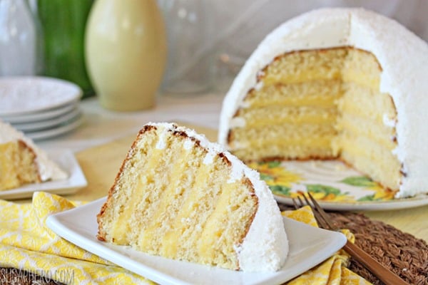 Lemon Coconut Snowball Cake | From SugarHero.com