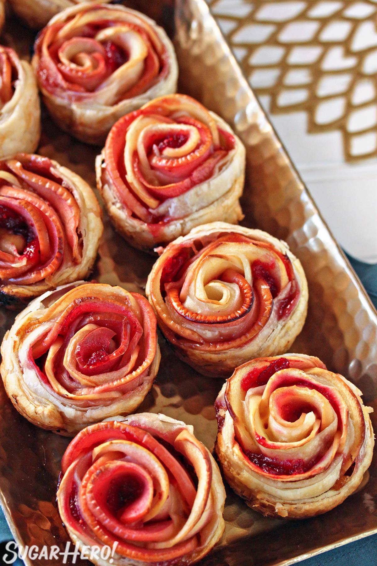 Apple Cranberry Gouda Puff Pastry Roses | From SugarHero.com