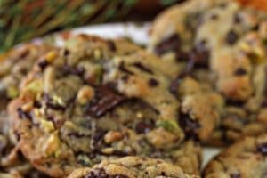 1 photo collage of Clemen-Thyme Chocolate Chunk Cookies with text overlay for Pinterest.