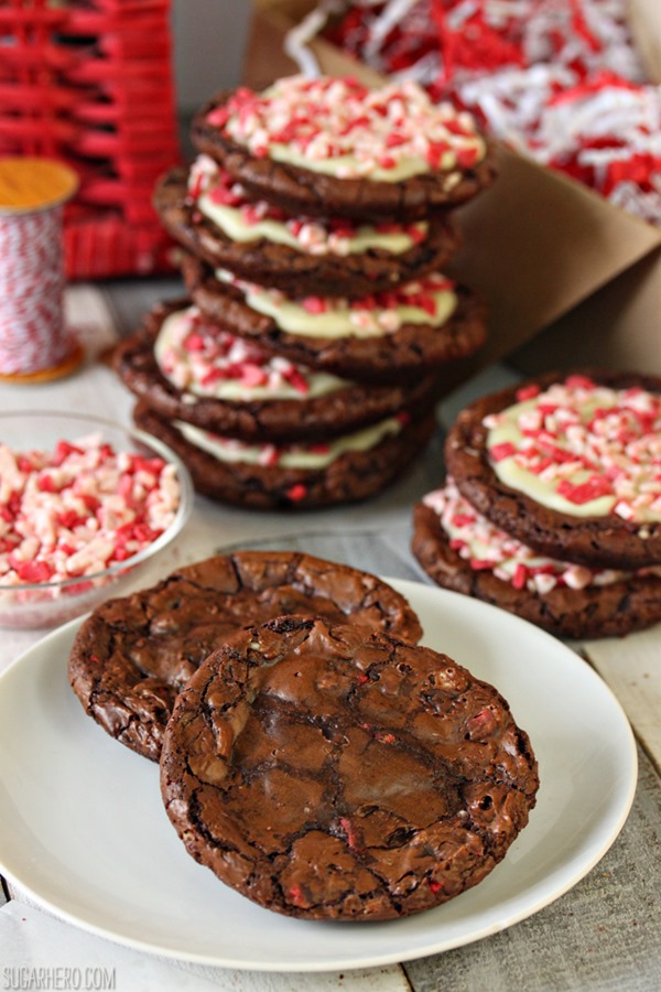 Chocolate Truffle Peppermint Crunch Cookies | From SugarHero.com