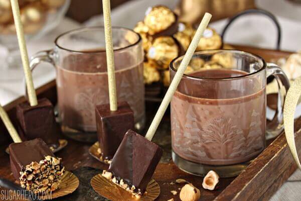 Hazelnut Hot Chocolate On A Stick | From SugarHero.com