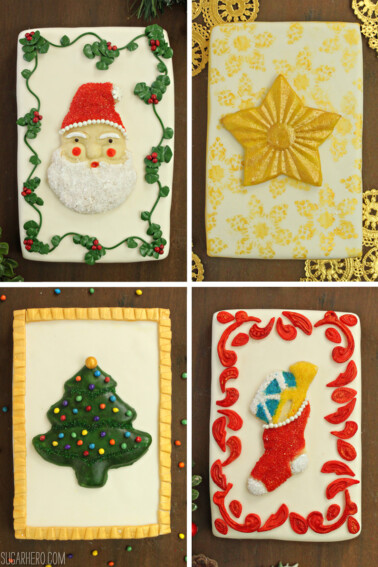 4 Vintage Christmas Card Cakes.