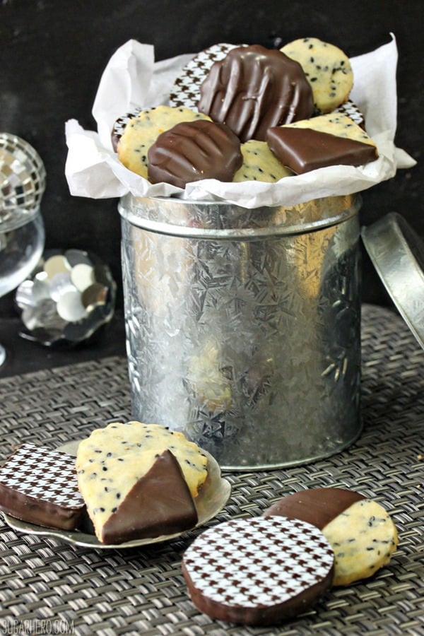 Black Sesame Shortbread Cookies | From SugarHero.com