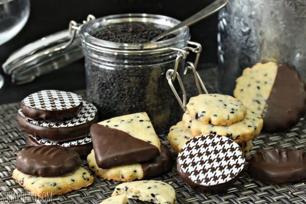 Black Sesame Shortbread Cookies | From SugarHero.com