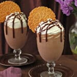 2 chocolate milk shakes made from ganache.