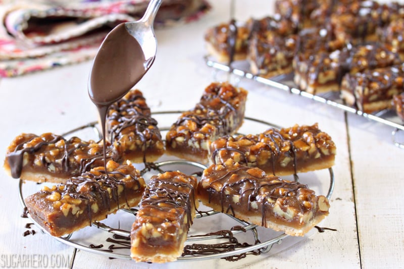 Salted Honey Walnut Bars | From SugarHero.com