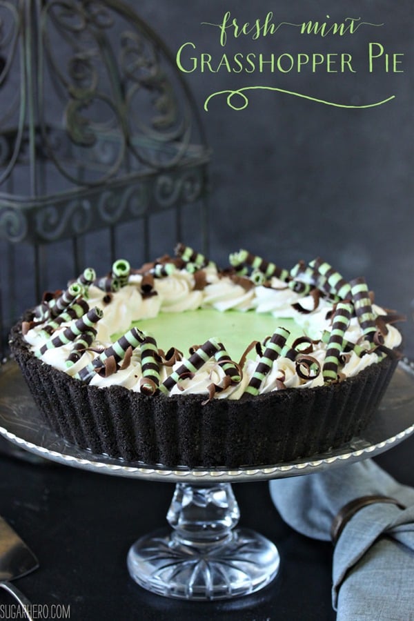 Fresh Mint Grasshopper Pie | From SugarHero.com