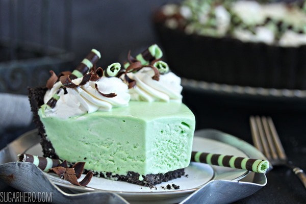 Fresh Mint Grasshopper Pie | From SugarHero.com