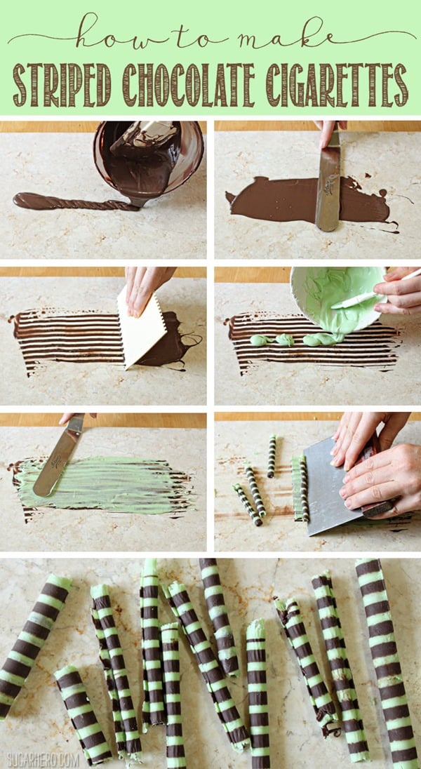 How to Make Striped Chocolate Cigarettes | From SugarHero.com