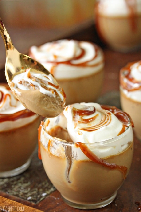 Butterscotch Pots de Creme | From SugarHero.com