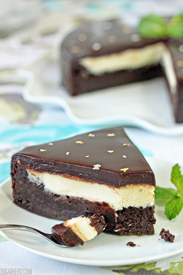 Peppermint Patty Flourless Chocolate Cake | From SugarHero.com