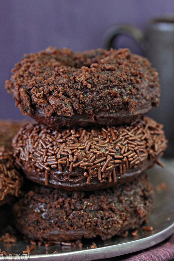 Chocolate Blackout Doughnuts | From SugarHero.com