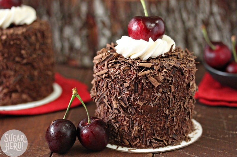 Black Forest Mini Cakes | From SugarHero.com Black Forest Mini Cakes | From SugarHero.com